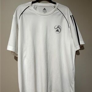 Adidas Men's White Tee with Black Stripes